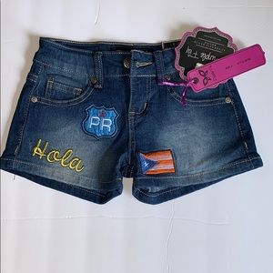 Shorts Size  5 Girls Puerto Rican Flag/Hola